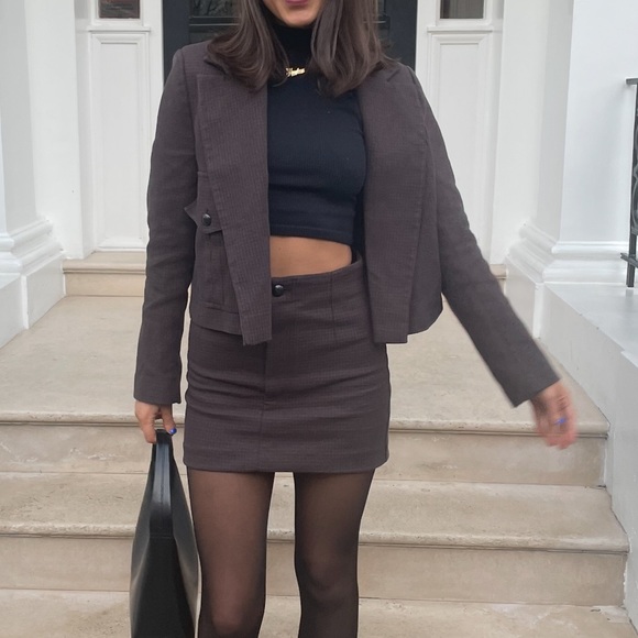 Zara plaid blazer and skirt SET - Picture 2 of 6